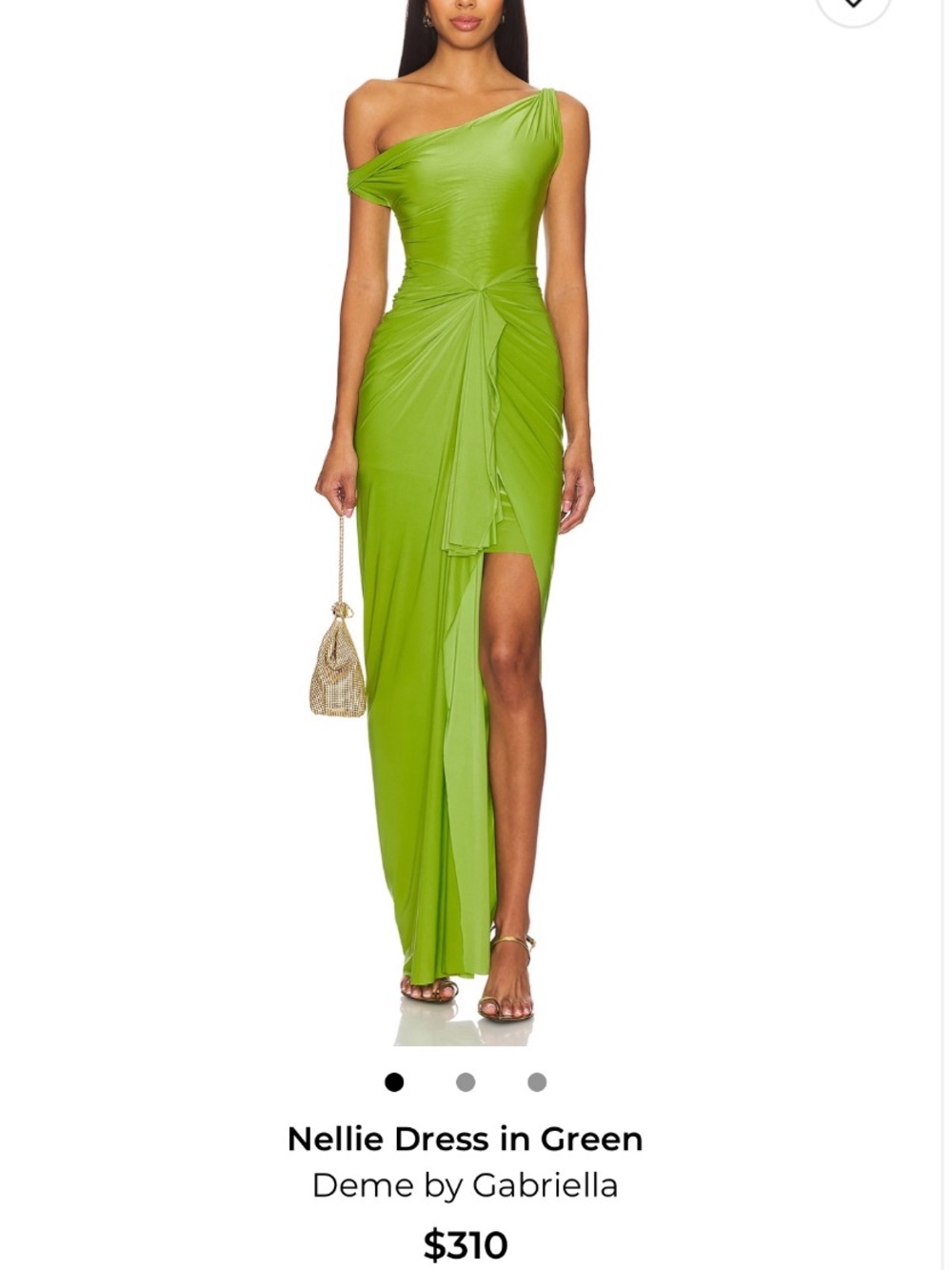 One-Shoulder Green Evening Gown